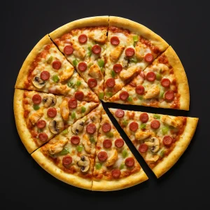 Pizza with pepperoni and veggies