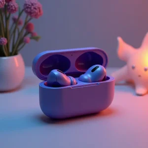 Closed view of purple AirPods