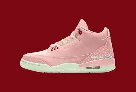 Close-up of Jordan 3 Valentine sneaker