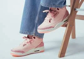 Jordan 3 Valentine sneakers styled for Valentine’s Day with pink color
