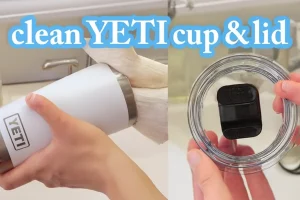 Cleaning YETI cup and lid to show if Yetis dishwasher safe.
