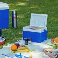Family using a Coleman cooler during a summer BBQ