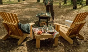 Camp chairs and tent showing camp furniture importance