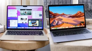 M1 vs M2 chip comparison on two MacBooks