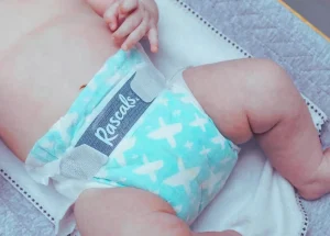 Baby wearing Rascal and Friends Diaper