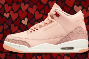 Air Jordan 3 Valentine sneaker in pastel pink color