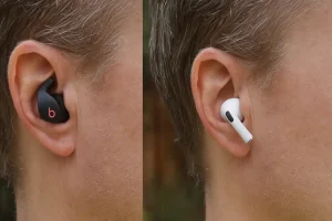 Beats vs AirPods in-ear close-up