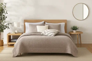 Modern cozy bedroom with neutral decor