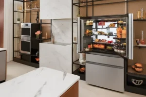 GE refrigerator reviews French door fridge in kitchen