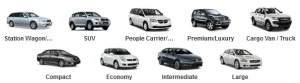 Different types of rental cars