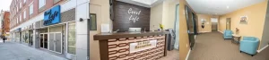 Exterior and interior of Canal Loft Hotel
