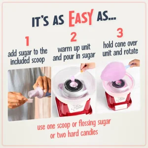 cotton candy in 3 easy steps using a home machine