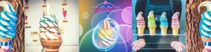 Colorful Flavor Burst soft serve ice cream