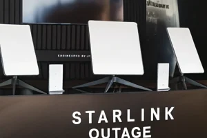Starlink satellite dishes displayed