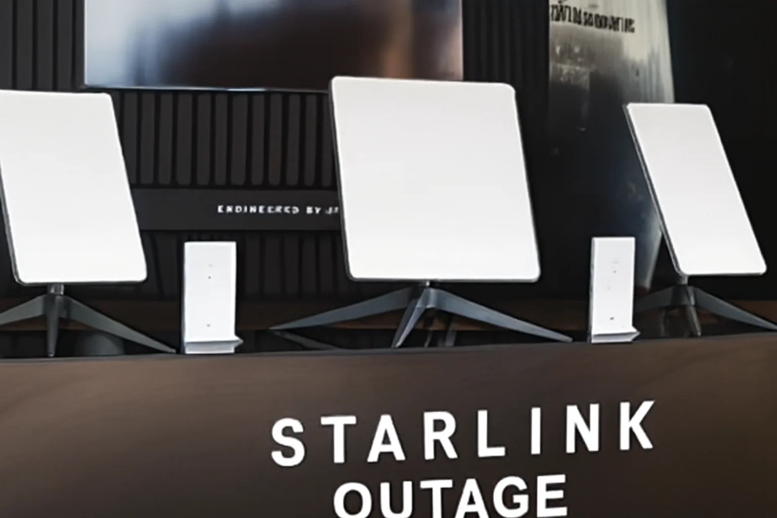 Starlink satellite dishes displayed