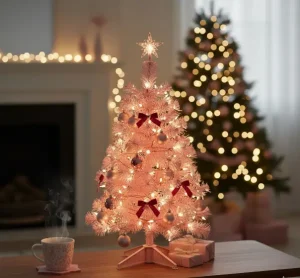 slim pink christmas tree 