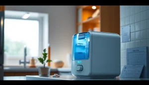 Innovative automatic pill dispenser on a kitchen counter for medication management.