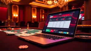 SBOBET online gambling experience showcasing vibrant casino elements like poker chips and a roulette wheel.