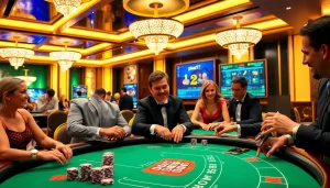 Players enjoying games at plus777 casino table in a luxurious setting.