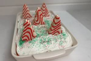 Christmas tree cake with red and green sprinkles