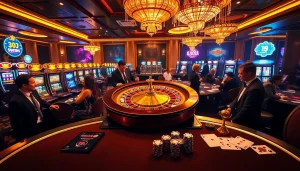 Excited gamblers placing bets at an elegant casino table on s8.com.