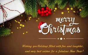 Warm Merry Christmas wishes with festive holiday theme