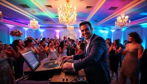 Wedding DJ creating a lively atmosphere at a Sydney wedding reception.