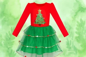 girls green christmas dress 