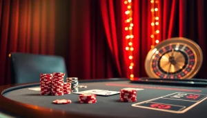 Experience mm88 excitement at a high-stakes poker game with vibrant chips and cards.