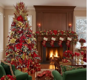 red and gold christmas tree