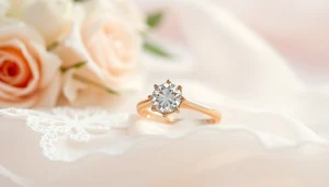 息をのむような結婚指輪、柔らかなレース生地に施された繊細なダイヤモンドのディテール。