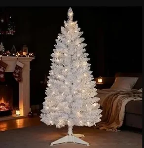 white christmas tree with gold