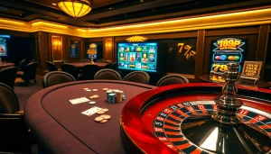 Experience the thrill of elegant gambling at 789P with luxurious tables and vibrant gaming action.