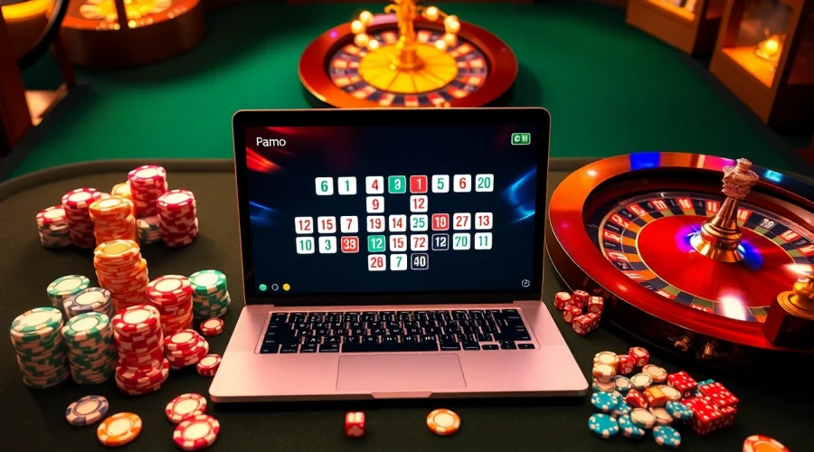 Engage in רמיקוב אונליין gameplay with vibrant tiles and a professional casino setting, emphasizing excitement.