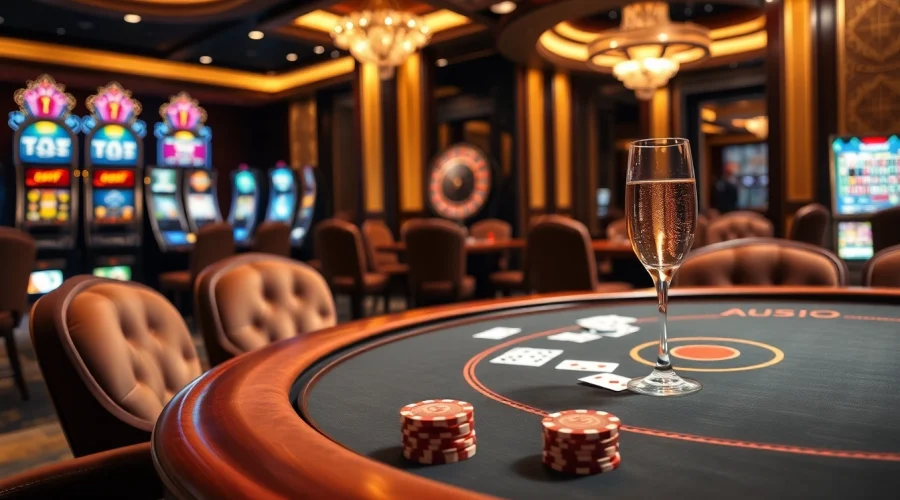 Experience the thrill of winning at Luckywin with luxurious casino tables and high-end gaming elements.