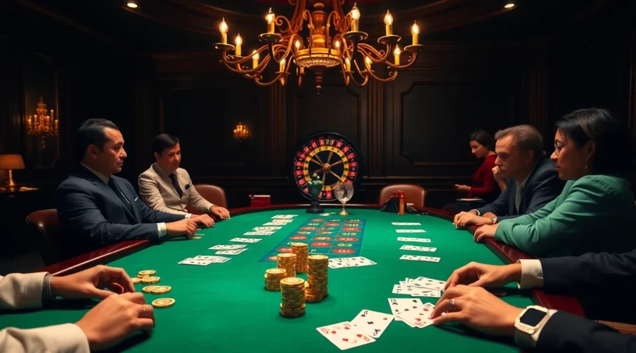 A thrilling casino moment featuring players engaged in strategic gameplay while managing their credit cu istoric negativ risks.