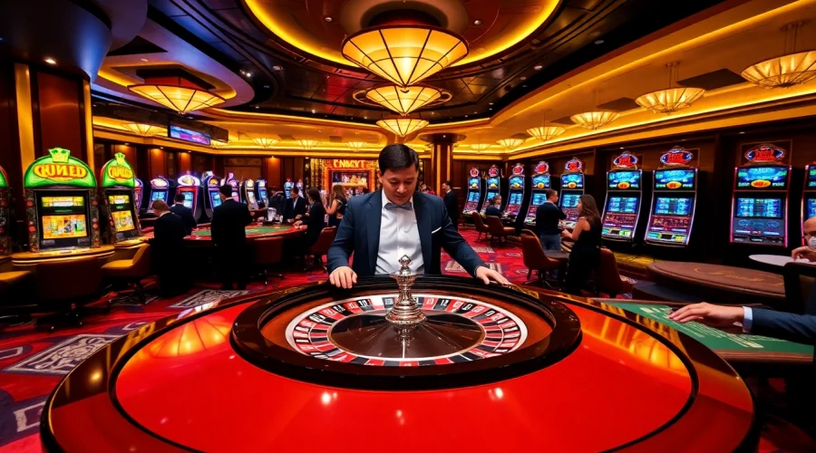 Experience thrilling MM88 casino action with elegant tables and vibrant players placing bets.