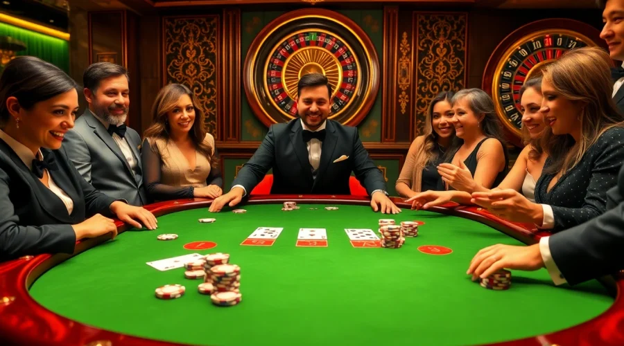 Engaging players at a blackjack table showcasing excitement and strategy at https://rr88a.us.com/.