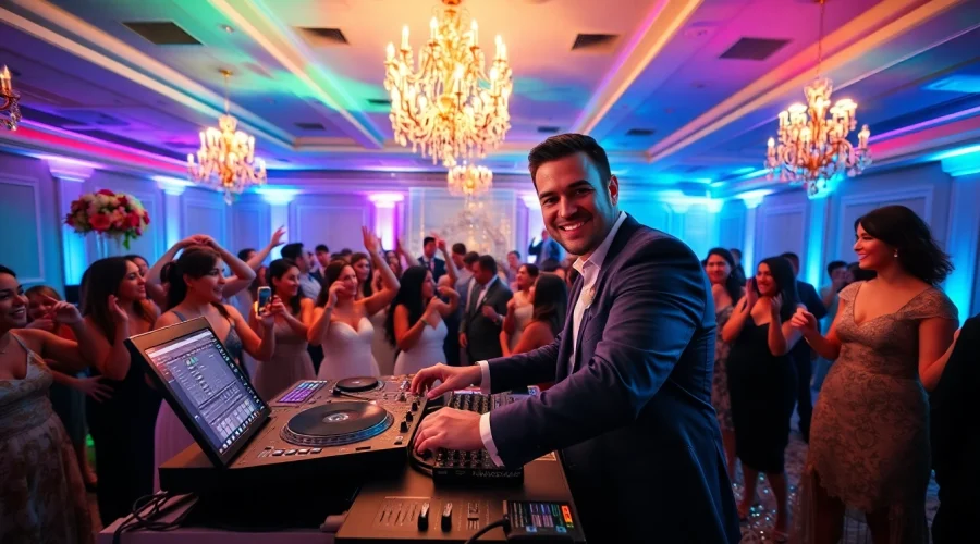 Wedding DJ creating a lively atmosphere at a Sydney wedding reception.
