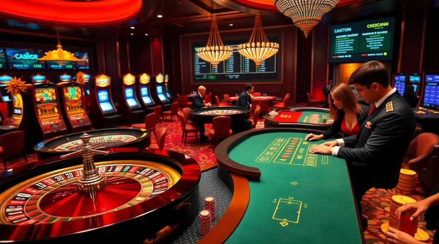 Vivez des paris palpitants dans un casino Bitcoin avec des tables luxueuses, des couleurs vives et des croupiers experts.