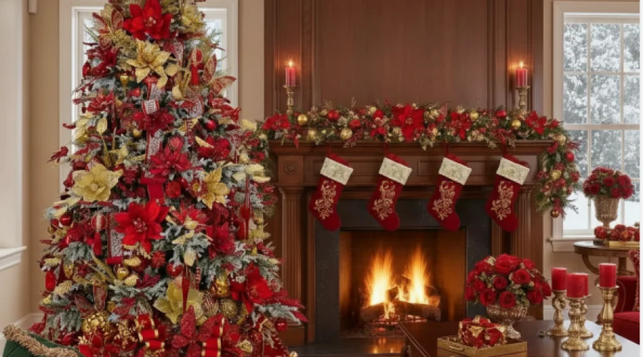 red and gold christmas tree