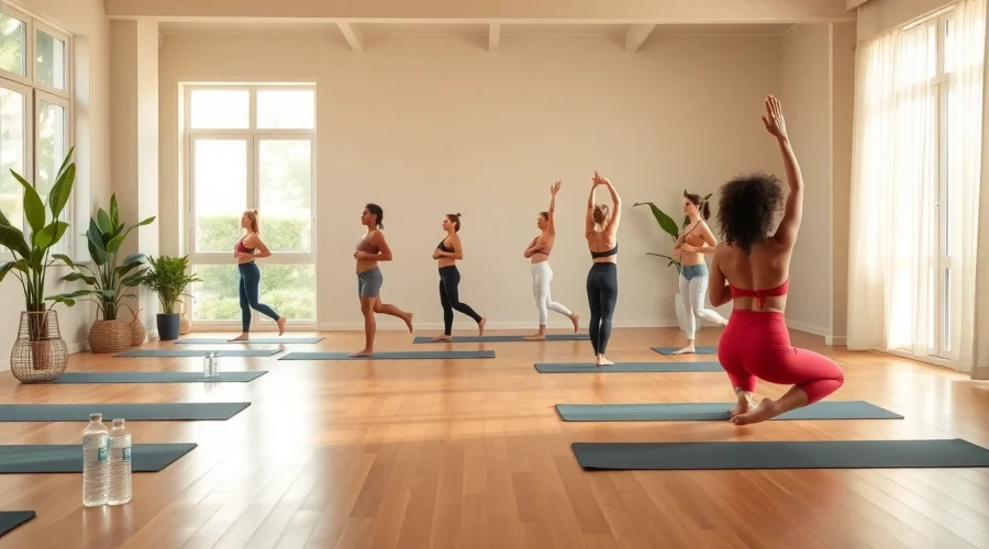 ホットヨガ おすすめ 多様な実践者がいる穏やかな雰囲気のヨガスタジオの風景