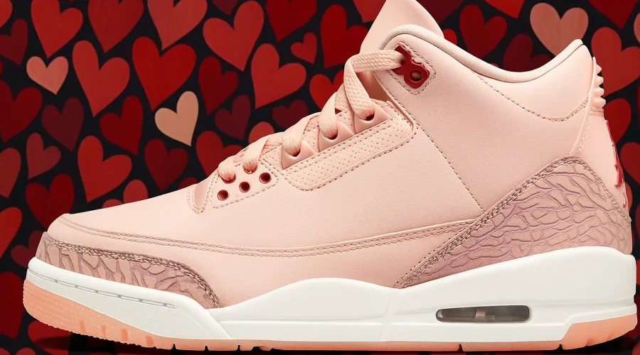 Air Jordan 3 Valentine sneaker in pastel pink color