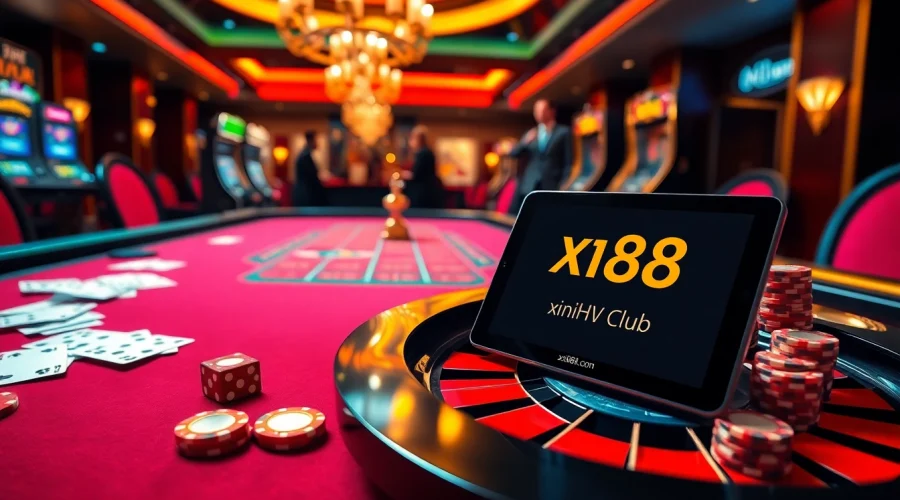 Experience the thrill of gaming at https://xin88hv.club with a luxurious roulette table and vibrant casino atmosphere.