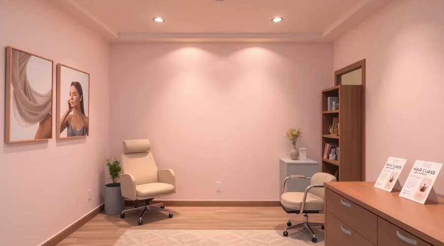 落ち着いた雰囲気と有益な資料を備えた女性の薄毛治療のカウンセリングルーム