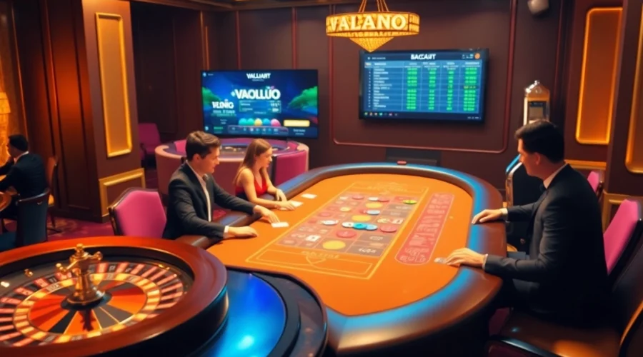 Experience a thrilling moment with Vaoluoi tv at a vibrant casino, featuring an engaging baccarat table.